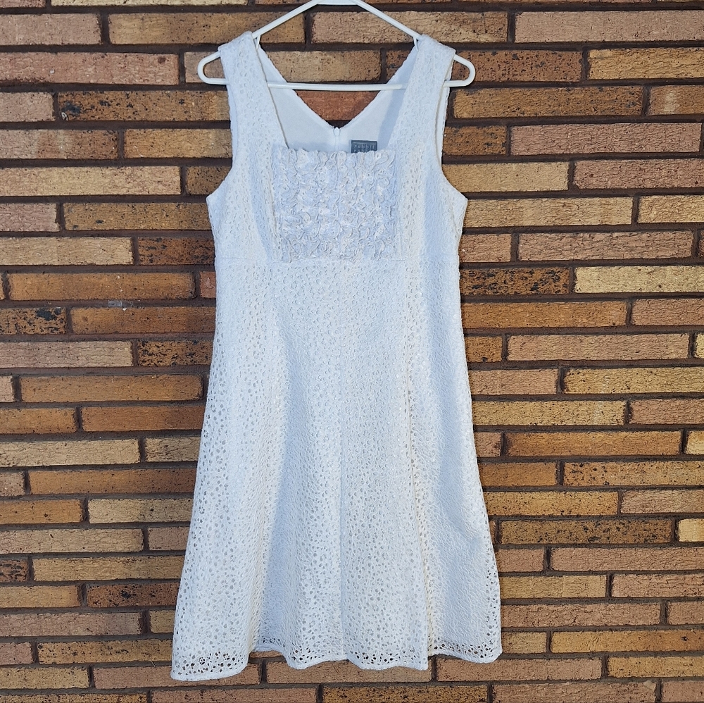 Rabbit Rabbit Rabbit Size 12 White Eyelet A-Line Dress